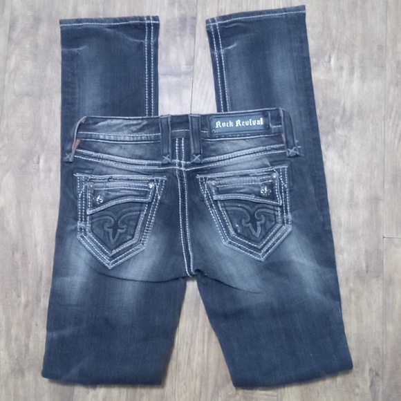 Rock Revival Women's 26 Straight Embellished Embroidered Distressed Black NWOT - Picture 7 of 14